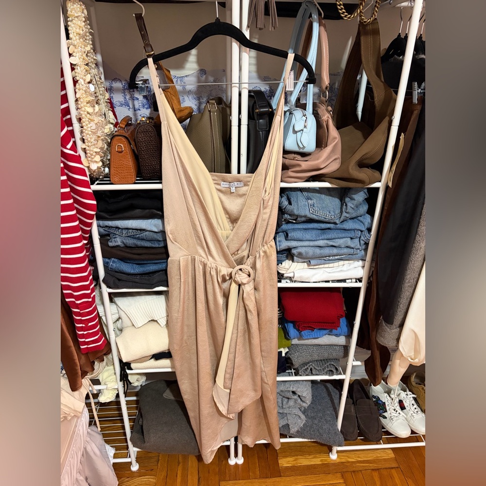 Current Air Asymmetrical Dress in Beige and Tan